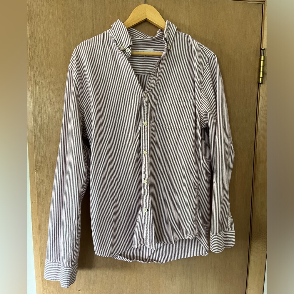 Gap mauve and white striped oxford button shirts slim fit